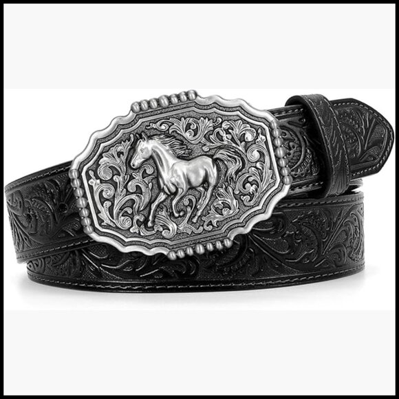 Split Leather Cowboy Belt with Removable Buckle for Western Style main image 5
